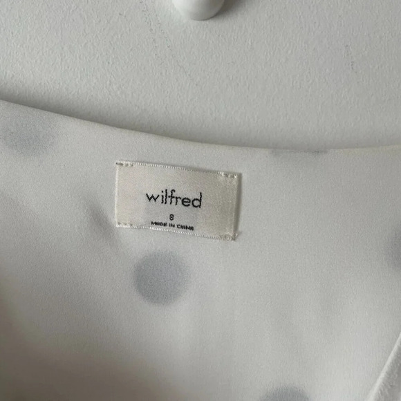 Aritzia Wilfred Isabelle Polka Dot Mini Dress White Navy Blue Size 8 - Picture 4 of 6